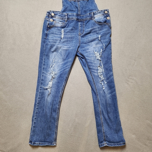 Women's Overalls Distressed Jeans Sz 13 Eighty Two Denim - Picture 6 of 15